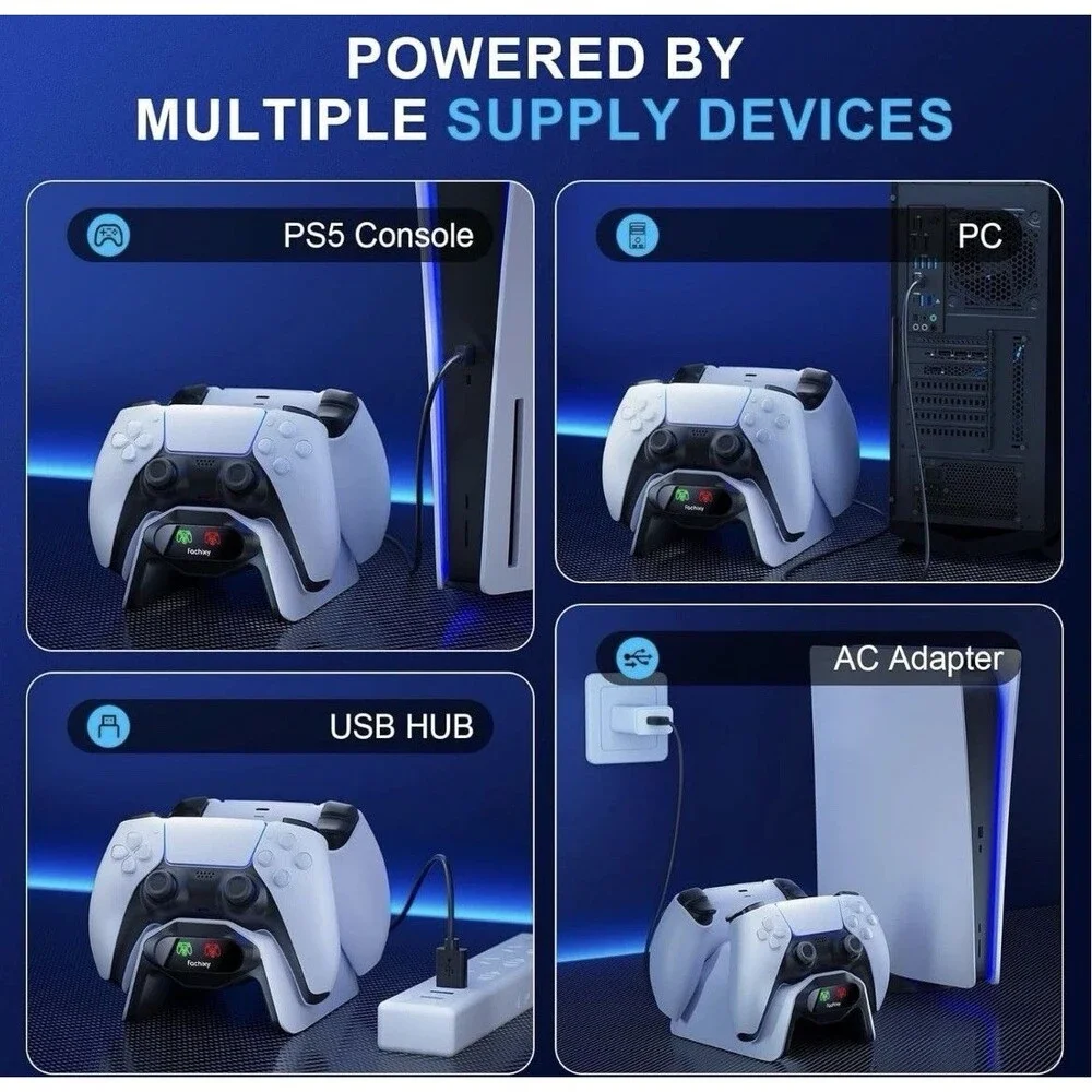 PS5 Controller Charging Station PS5 Charger Dock For Playstation 5 Blue